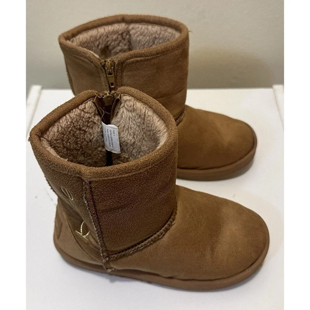 Bebe Girls Faux Fur Lined Brown Winter Toddler Girl Boots Sz 7 Needs New Insoles